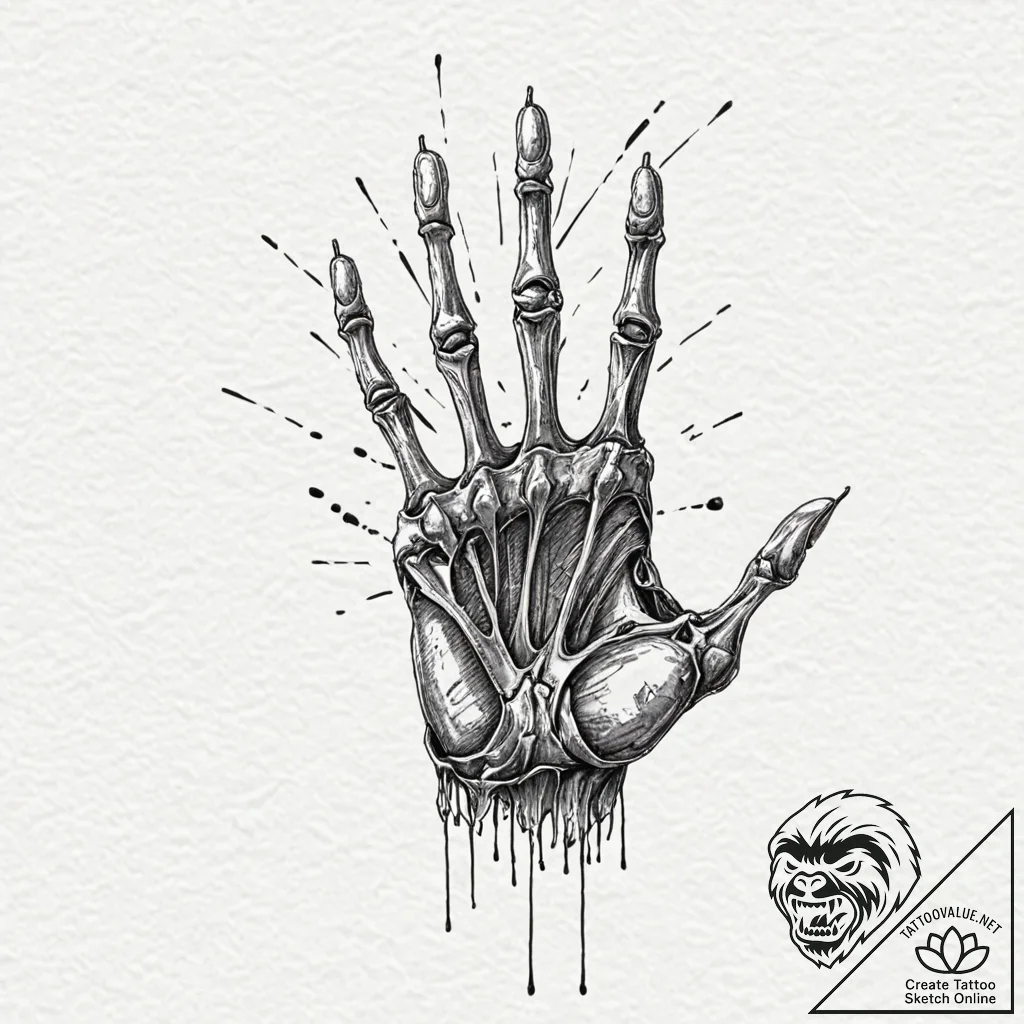 Tattoo sketch, zombie hand, data grasp, a dec... - tattoo sketch (№1752409392_0, 13.07.2025 12:23) — tattoovalue.net