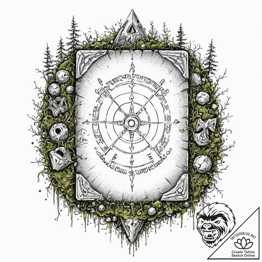 Tattoo sketch, forgotten lore tablet, an anci... - tattoo sketch (№1752409479_0, 13.07.2025 12:24) — tattoovalue.net