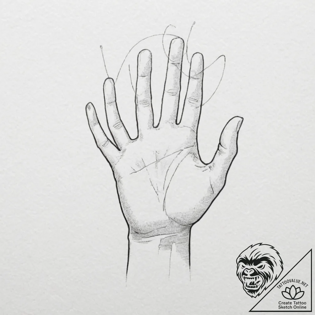 Tattoo sketch, illusionist's hand, holographi... - tattoo sketch (№1752409562_0, 13.07.2025 12:26) — tattoovalue.net