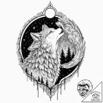 Tattoo sketch, wolf of wilderness, digital ho… – tattoo sketch (№1752409734_0, 13.07.2025 12:28) — tattoovalue.net