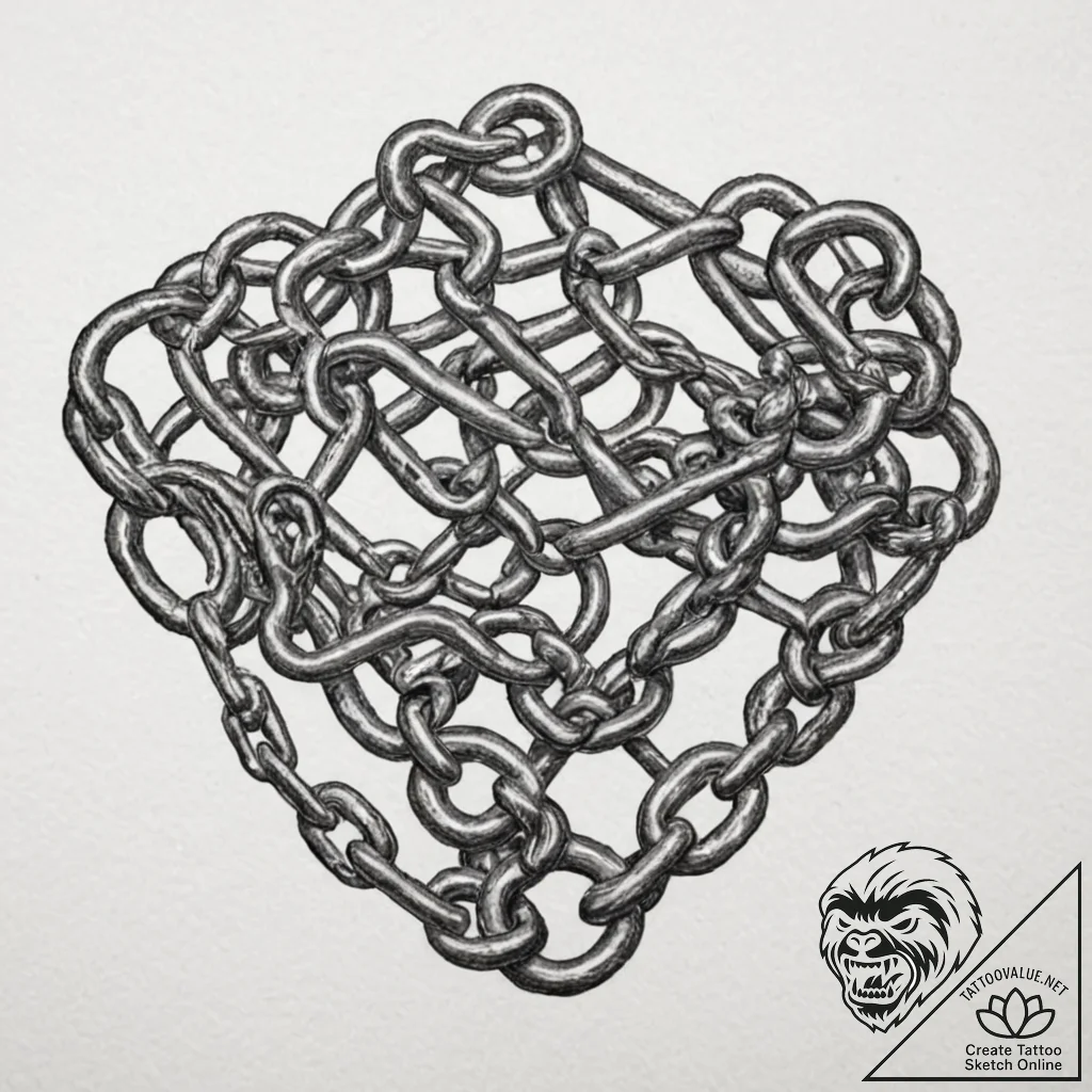 Tattoo sketch, chains of choice: interlocking... - tattoo sketch (№1752410575_0, 13.07.2025 12:42) — tattoovalue.net