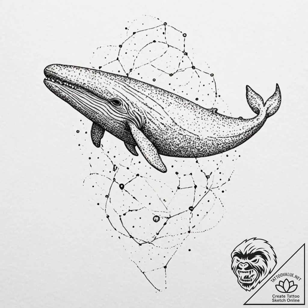 Tattoo sketch, space whale, constellation ski... - tattoo sketch (№1752410659_0, 13.07.2025 12:44) — tattoovalue.net