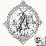 Tattoo sketch, quixotic knight’s digital wind… – tattoo sketch (№1752411023_0, 13.07.2025 12:50) — tattoovalue.net