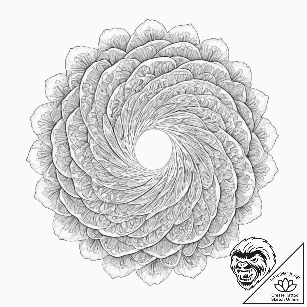 Tattoo sketch, recursive wave pattern, a sing... - tattoo sketch (№1752411107_0, 13.07.2025 12:51) — tattoovalue.net