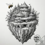 Tattoo sketch, biomimetic architecture: a bui… – tattoo sketch (№1752411274_0, 13.07.2025 12:54) — tattoovalue.net