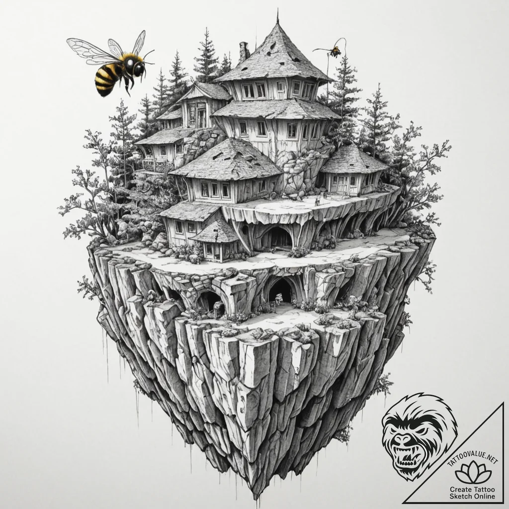Tattoo sketch, biomimetic architecture: a bui... - tattoo sketch (№1752411274_0, 13.07.2025 12:54) — tattoovalue.net