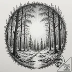 Tattoo sketch, forest glade, portal hidden, a… – tattoo sketch (№1752416532_0, 13.07.2025 14:22) — tattoovalue.net