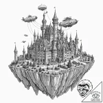 Tattoo sketch, flying fortress of dreams, a m… – tattoo sketch (№1752416839_0, 13.07.2025 14:27) — tattoovalue.net
