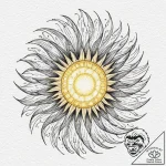 Tattoo sketch, yellow sun, data flares, a sty… – tattoo sketch (№1752417079_0, 13.07.2025 14:31) — tattoovalue.net