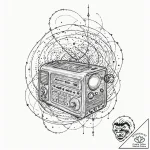 Tattoo sketch, retro-futuristic radio waves,… – tattoo sketch (№1752417417_0, 13.07.2025 14:36) — tattoovalue.net