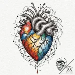 Tattoo sketch, quantum computing heart, a sty… – tattoo sketch (№1752417665_0, 13.07.2025 14:41) — tattoovalue.net