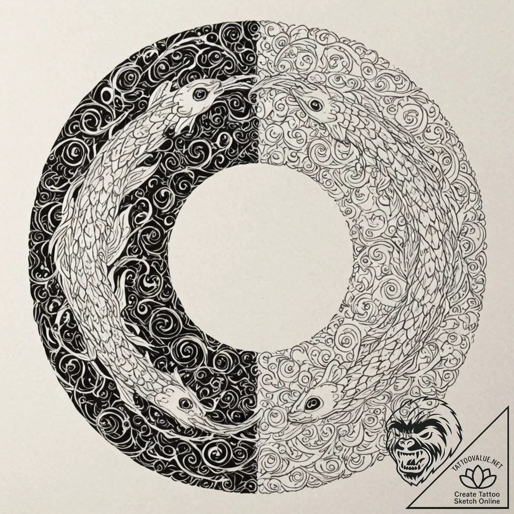 Tattoo sketch, yin-yang of yarn and circuits,... - tattoo sketch (№1752417828_0, 13.07.2025 14:43) — tattoovalue.net