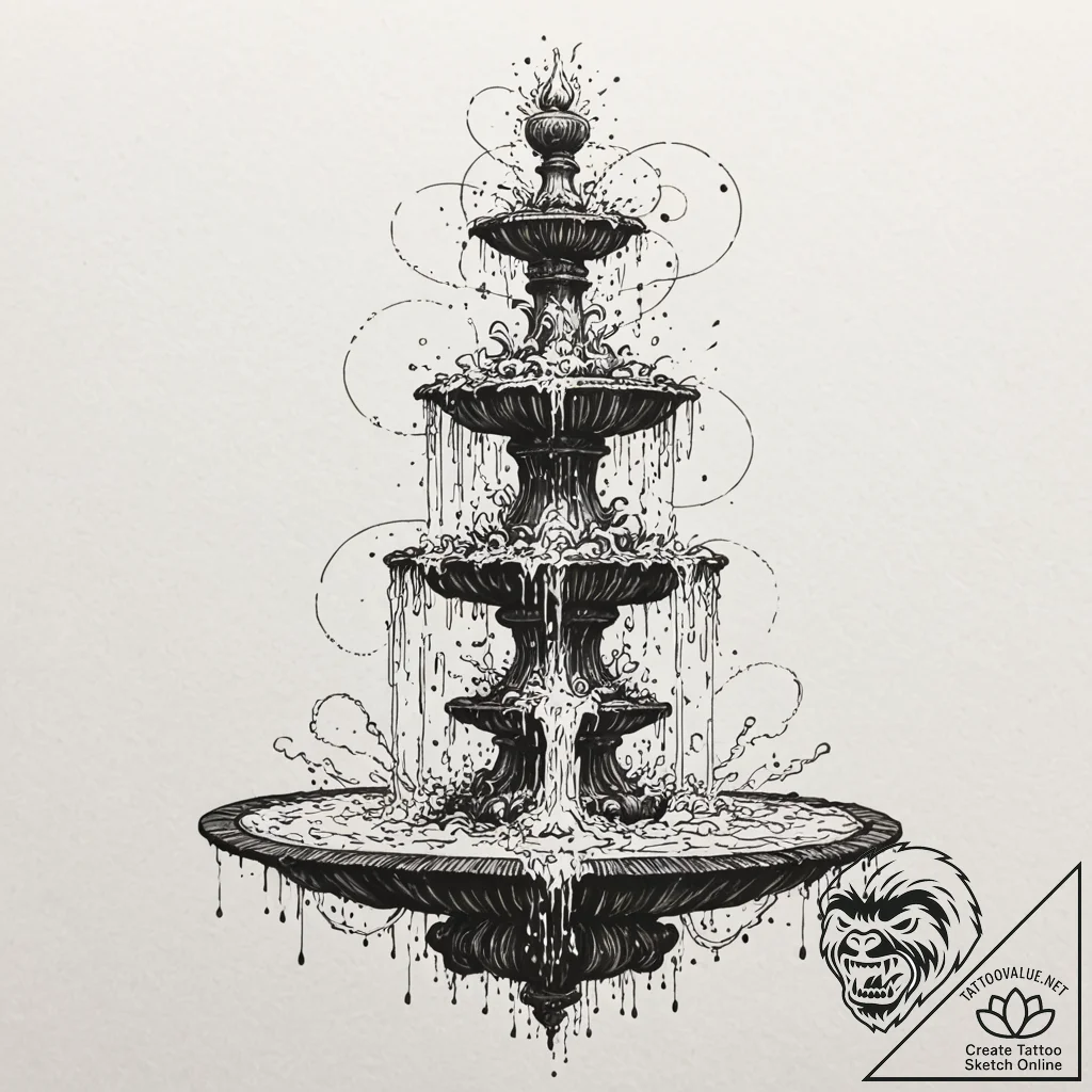 Tattoo sketch, knowledge fountain, a classica... - tattoo sketch (№1752418247_0, 13.07.2025 14:50) — tattoovalue.net