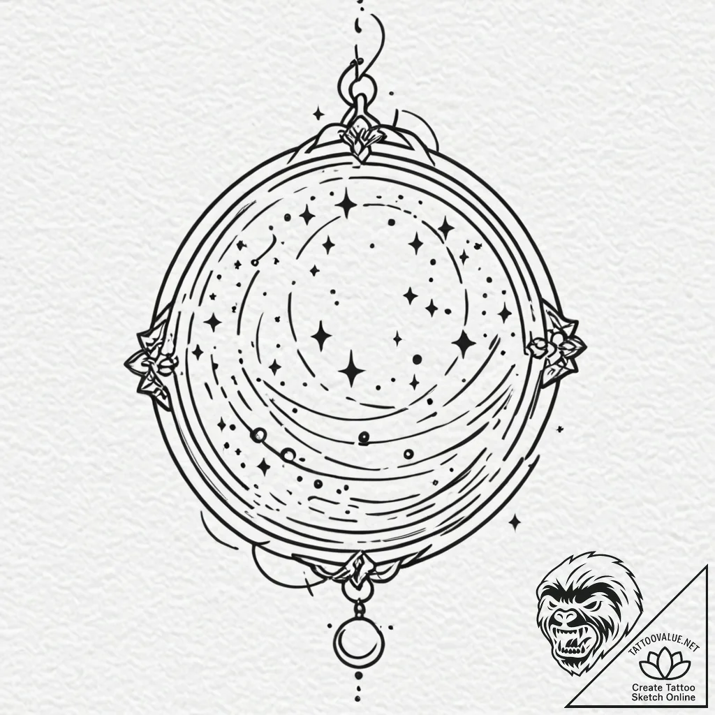 Tattoo sketch, pocket universe locket, a simp... - tattoo sketch (№1752418417_0, 13.07.2025 14:53) — tattoovalue.net