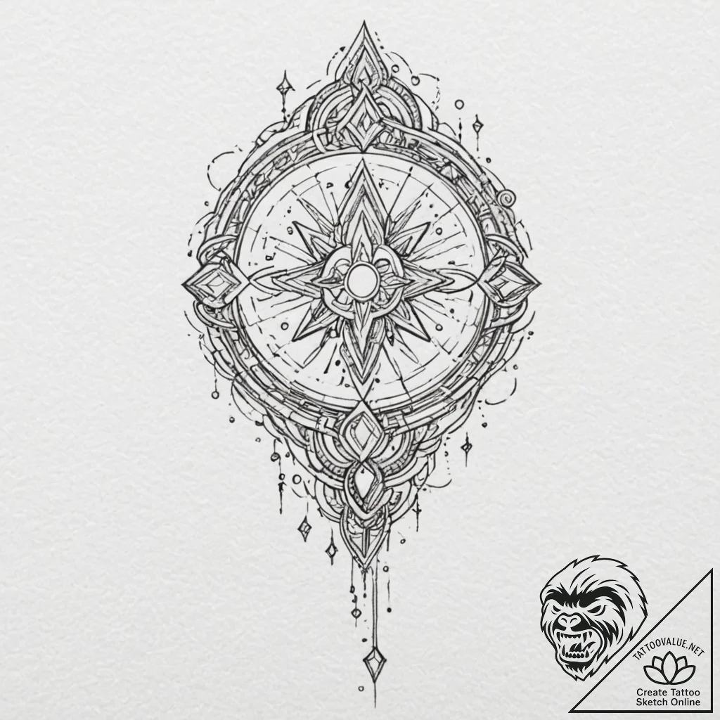 Tattoo sketch, ethereal encryption key, a flo... - tattoo sketch (№1752418589_0, 13.07.2025 14:56) — tattoovalue.net