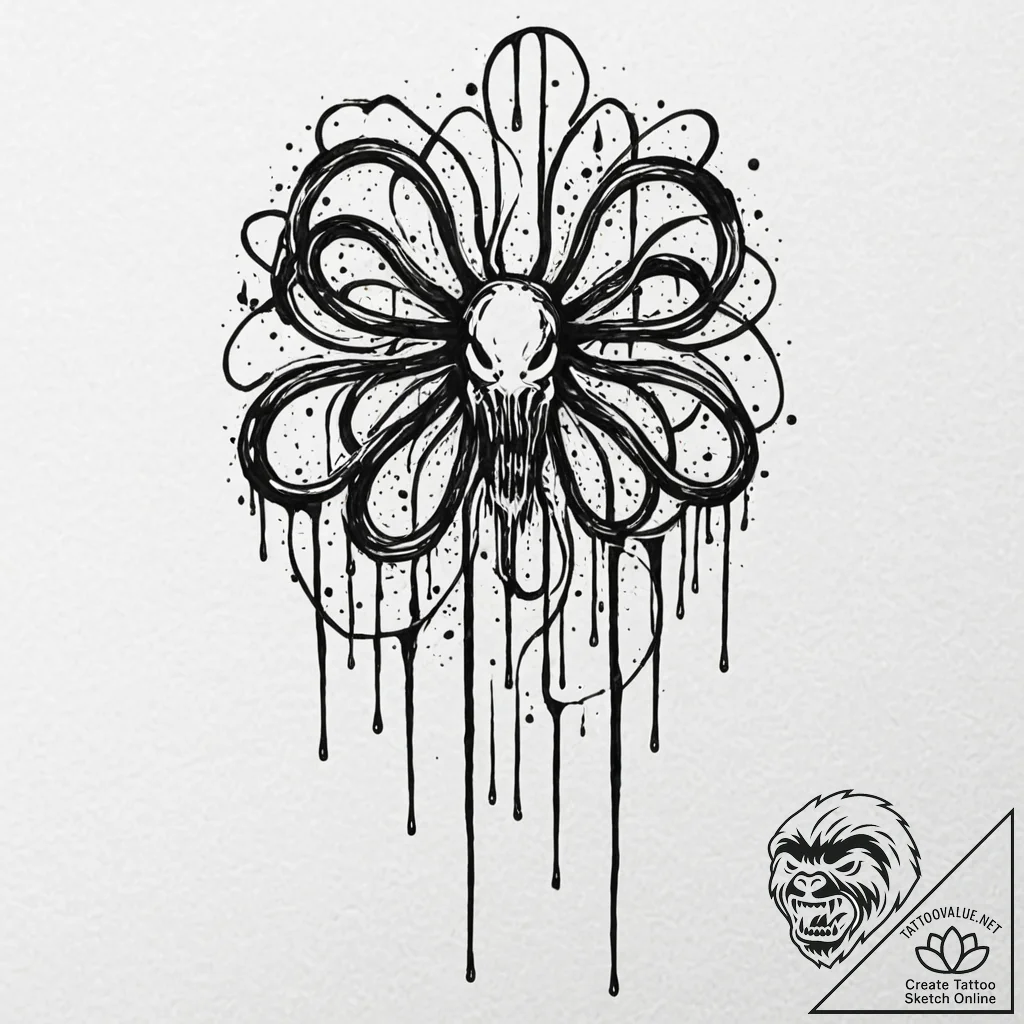 Tattoo sketch, venom of thought, data drippin... - tattoo sketch (№1752418930_0, 13.07.2025 15:02) — tattoovalue.net