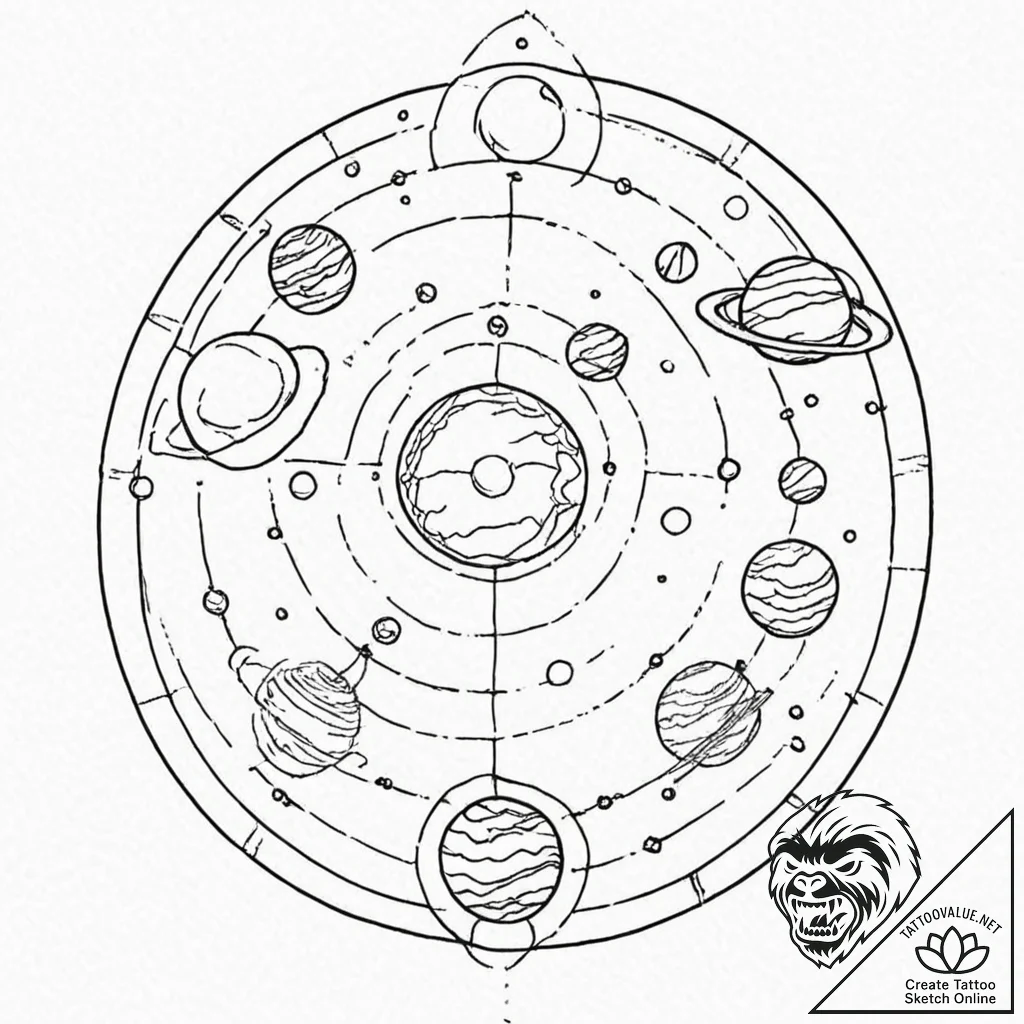Tattoo sketch, desktop planet, a small, perfe... - tattoo sketch (№1752419191_0, 13.07.2025 15:06) — tattoovalue.net