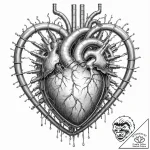 Tattoo sketch, radiant reactor heart, a styli… – tattoo sketch (№1752419449_0, 13.07.2025 15:10) — tattoovalue.net