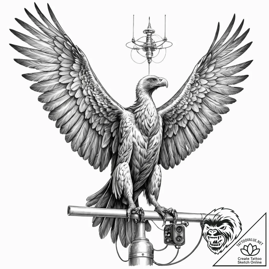 Tattoo sketch, vulture of vigilance, data vis... - tattoo sketch (№1752420304_0, 13.07.2025 15:25) — tattoovalue.net