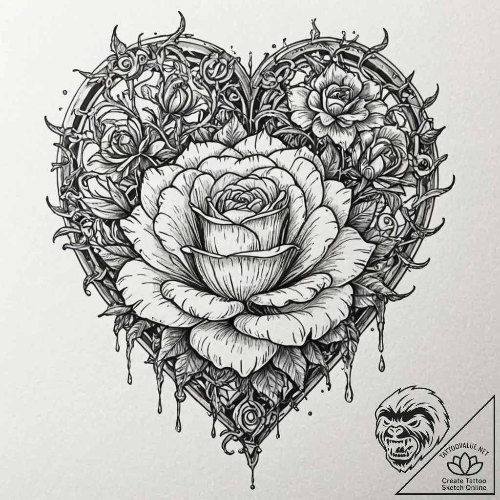 Tattoo sketch, mechanical heart, blooming lif... - tattoo sketch (№1752420388_0, 13.07.2025 15:26) — tattoovalue.net