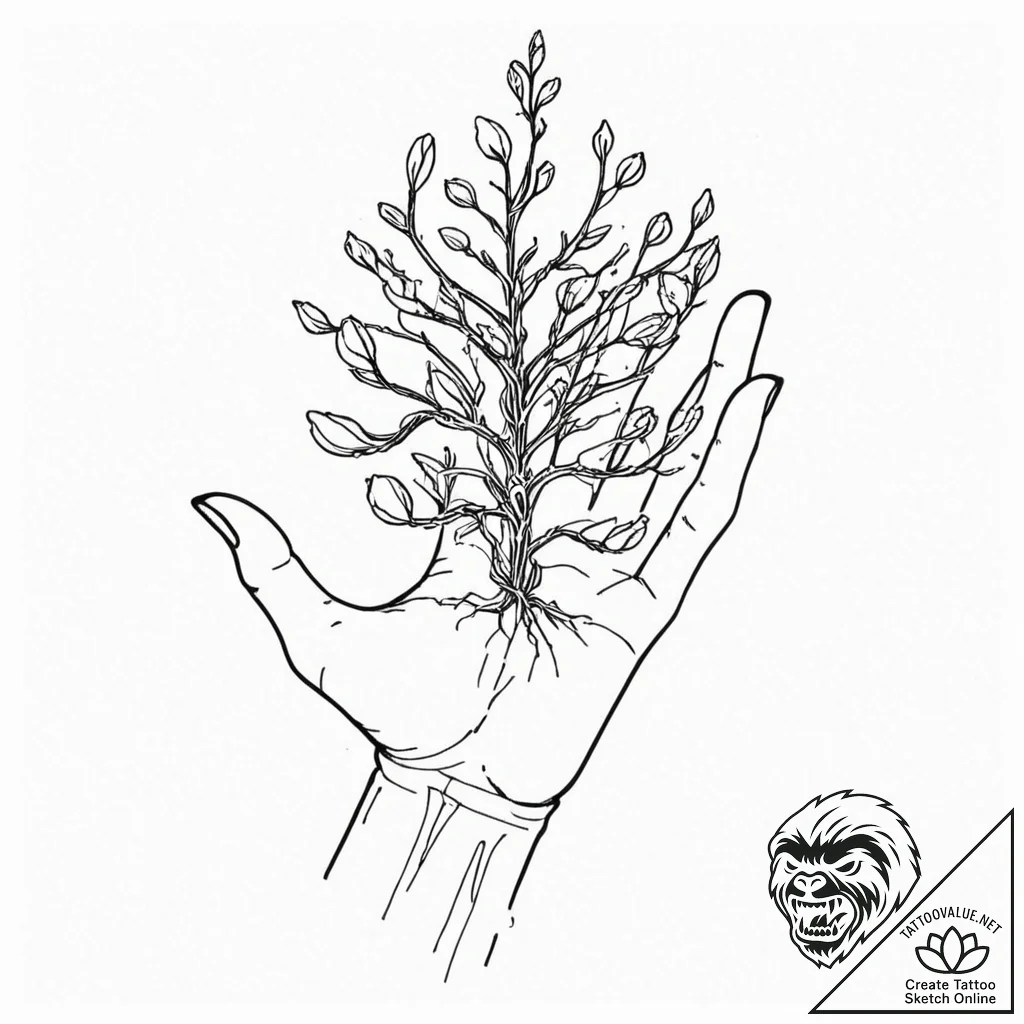 Tattoo sketch, nurturing hand of the digital... - tattoo sketch (№1752420646_0, 13.07.2025 15:30) — tattoovalue.net