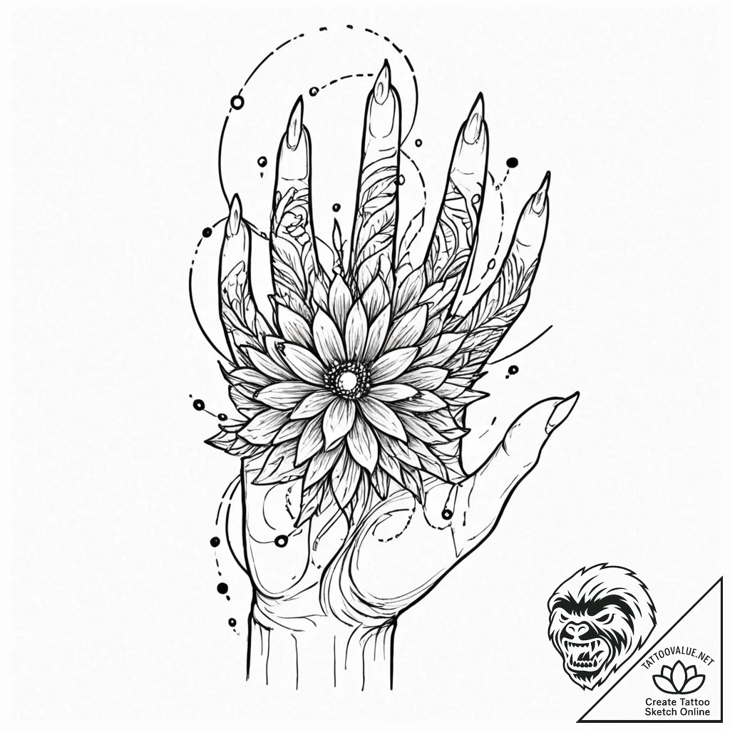 Tattoo sketch, hand of ai creation, a strong,... - tattoo sketch (№1752420988_0, 13.07.2025 15:36) — tattoovalue.net