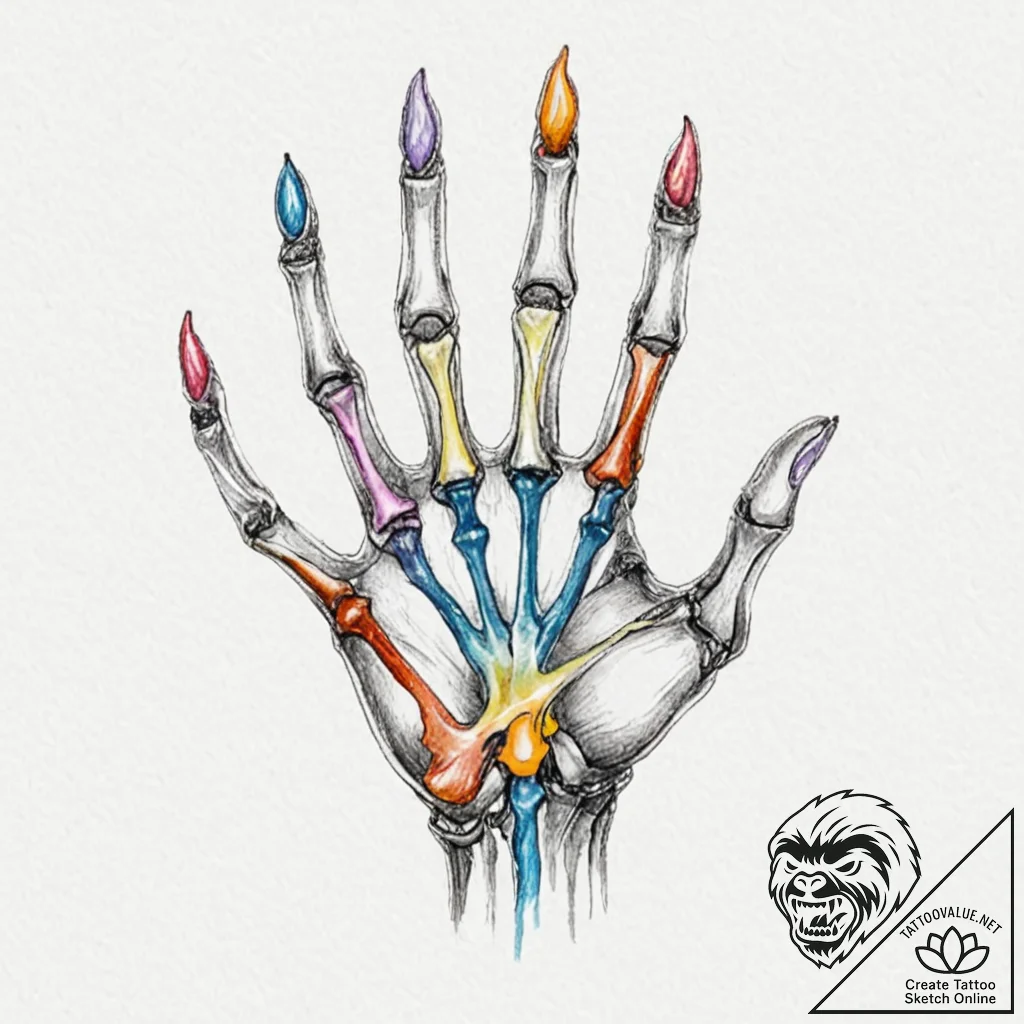 Tattoo sketch, x-ray hand, healing aura, a st... - tattoo sketch (№1752421245_0, 13.07.2025 15:40) — tattoovalue.net