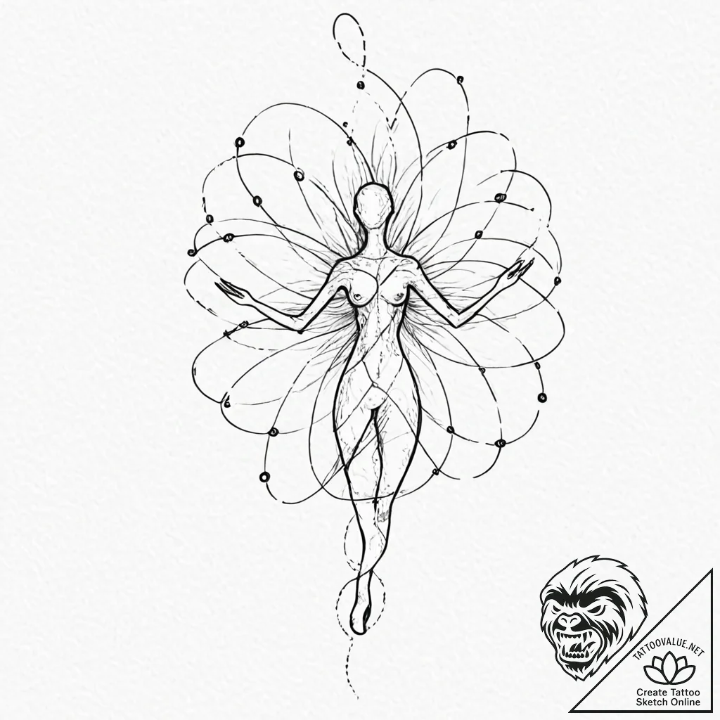 Tattoo sketch, soul's quantum signature, a su... - tattoo sketch (№1752421414_0, 13.07.2025 15:43) — tattoovalue.net