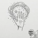 Tattoo sketch, reaching hand, starlight grasp… – tattoo sketch (№1752421583_0, 13.07.2025 15:46) — tattoovalue.net