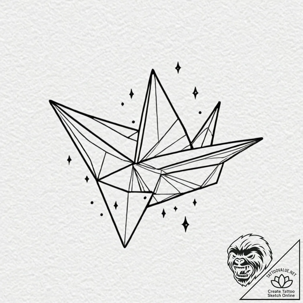 Tattoo sketch, origami orbital craft, a delic... - tattoo sketch (№1752422087_0, 13.07.2025 15:54) — tattoovalue.net