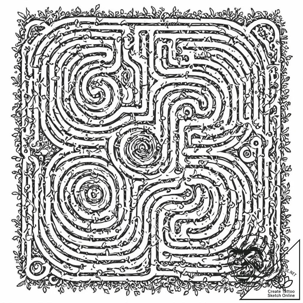 Tattoo sketch, circuit board labyrinth: a det... - tattoo sketch (№1752422339_0, 13.07.2025 15:58) — tattoovalue.net
