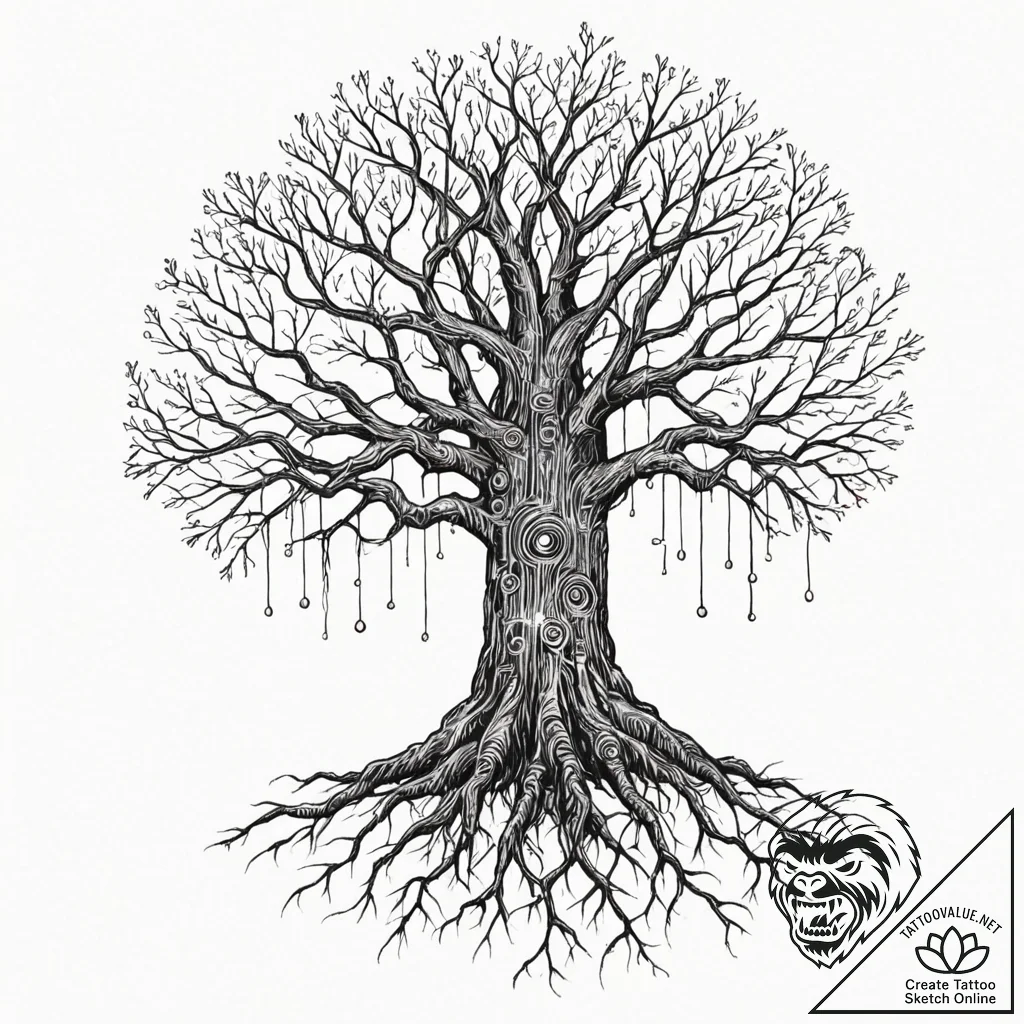 Tattoo sketch, nurturing roots of ai, a deep,... - tattoo sketch (№1752422999_0, 13.07.2025 16:09) — tattoovalue.net