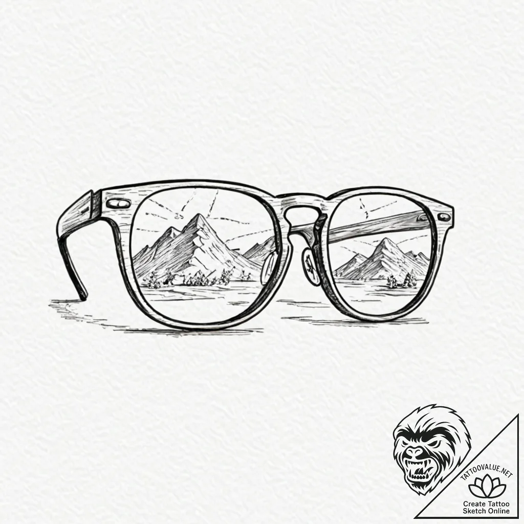 Tattoo sketch, filtered reality glasses, a pa... - tattoo sketch (№1752423250_0, 13.07.2025 16:14) — tattoovalue.net