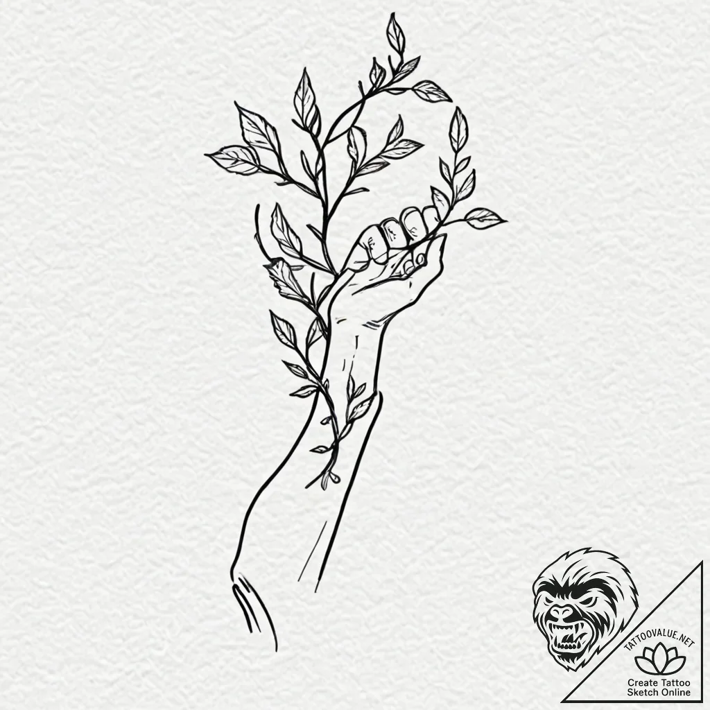 Tattoo sketch, growing data vine, a delicate... - tattoo sketch (№1752423420_0, 13.07.2025 16:17) — tattoovalue.net