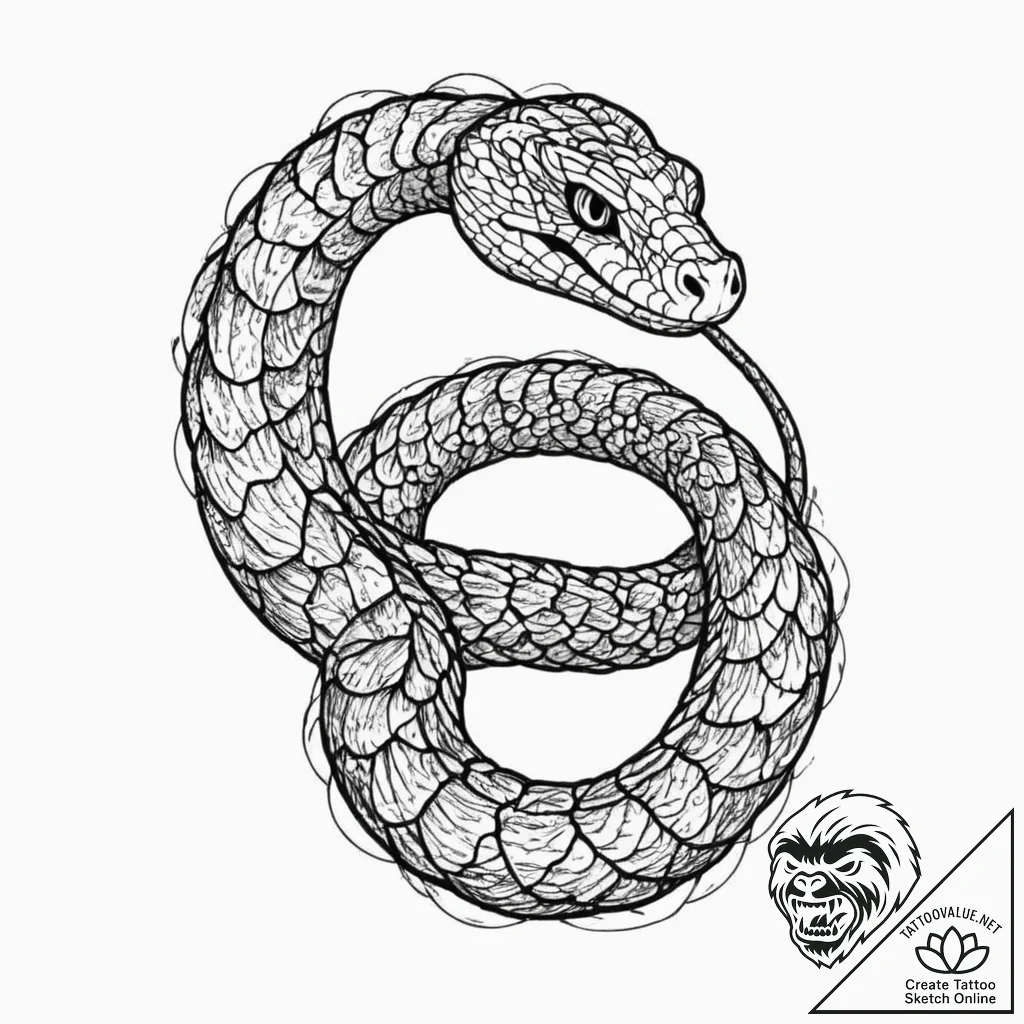 Tattoo sketch, king cobra, pixelated scales,... - tattoo sketch (№1752423755_0, 13.07.2025 16:22) — tattoovalue.net