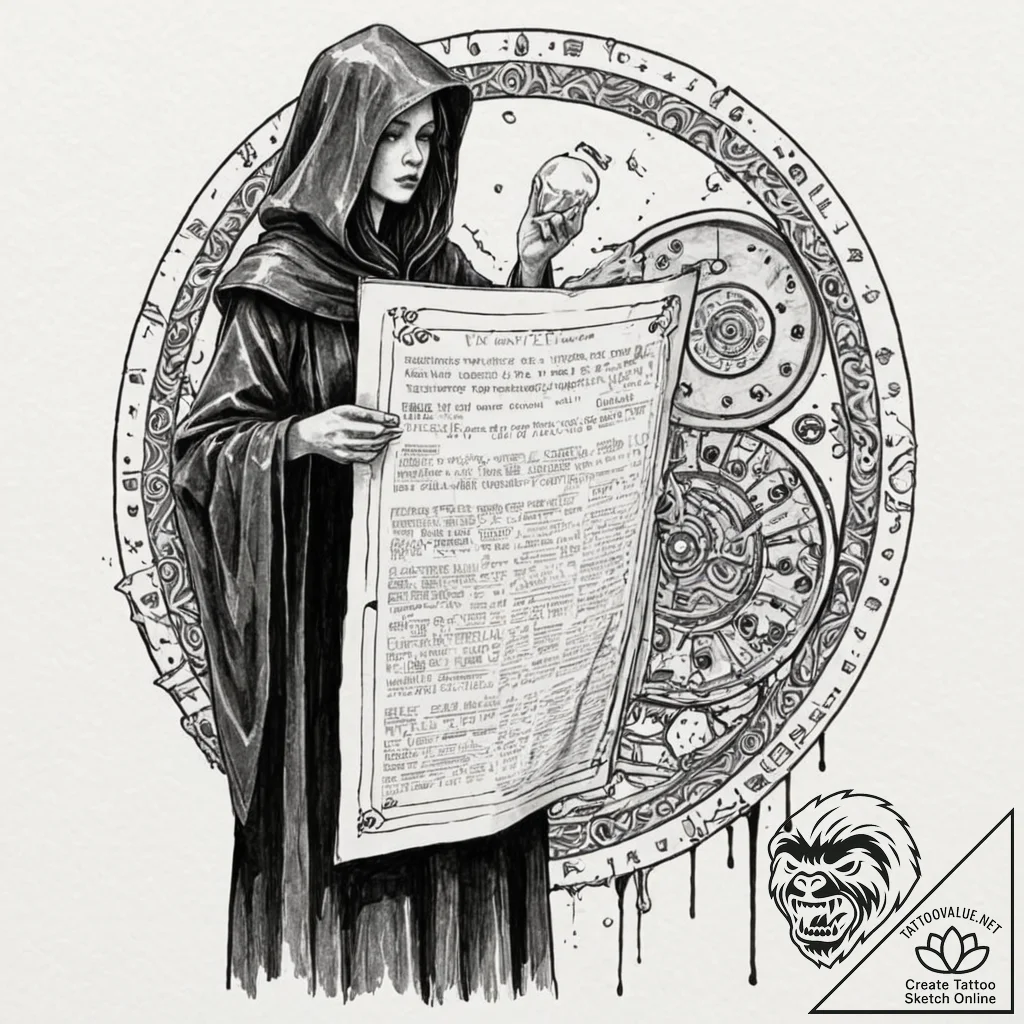 Tattoo sketch, keeper of the lost files, a my... - tattoo sketch (№1752423839_0, 13.07.2025 16:23) — tattoovalue.net