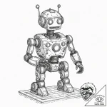 Tattoo sketch, quirky robot architect, a smal… – tattoo sketch (№1752424010_0, 13.07.2025 16:26) — tattoovalue.net