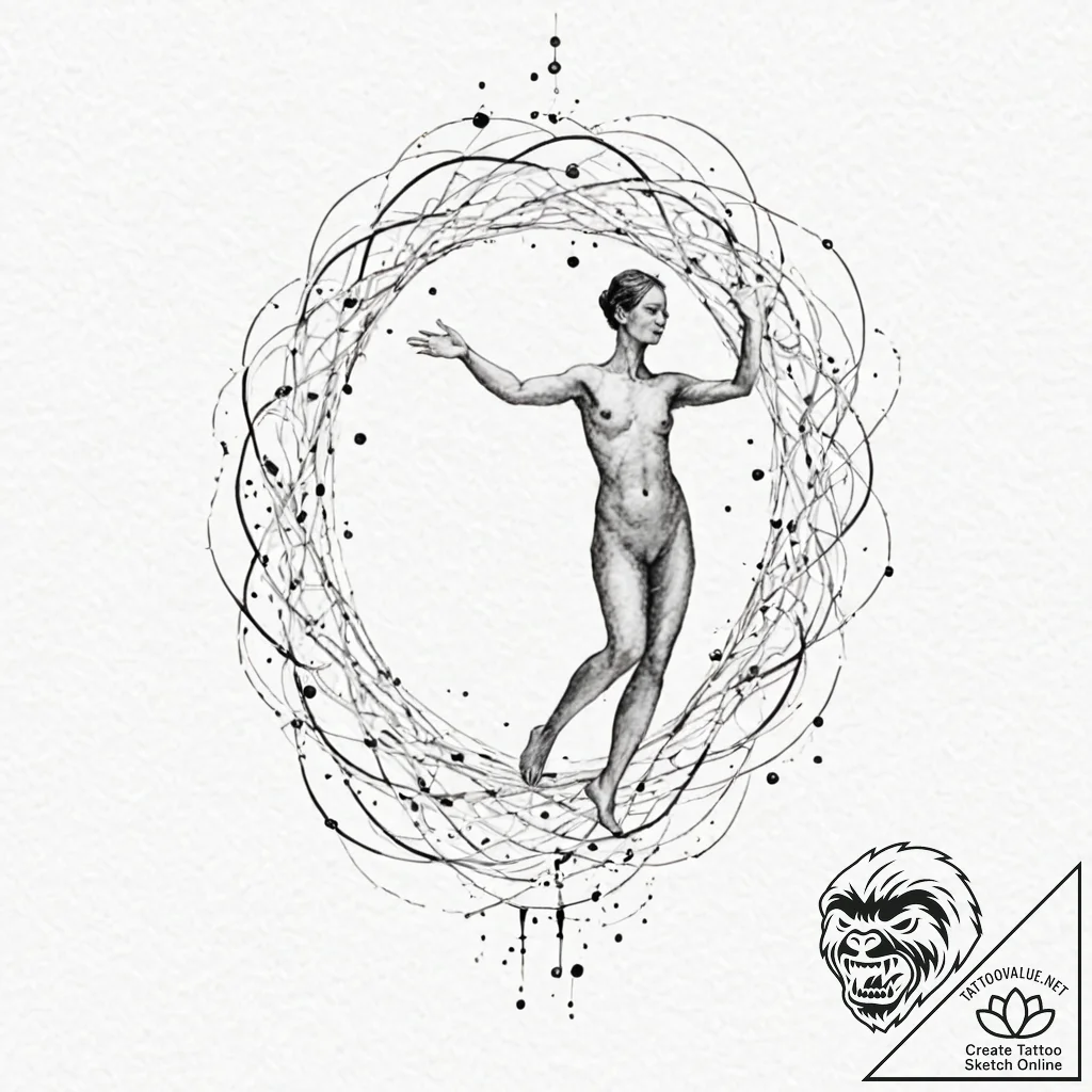 Tattoo sketch, soul's quantum signature, a su... - tattoo sketch (№1752424087_0, 13.07.2025 16:28) — tattoovalue.net