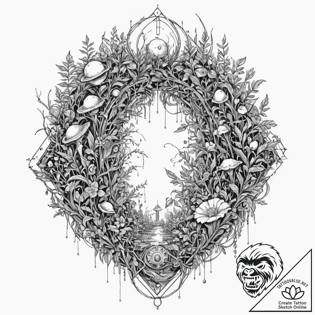Tattoo sketch, rogue ai's garden, a vibrant,... - tattoo sketch (№1752424164_0, 13.07.2025 16:29) — tattoovalue.net