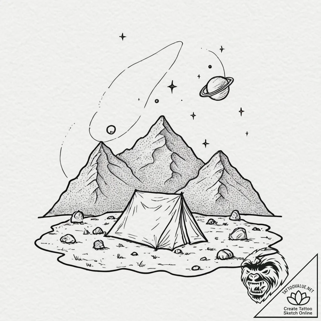 Tattoo sketch, galactic nomad's tent, a small... - tattoo sketch (№1752424323_0, 13.07.2025 16:32) — tattoovalue.net