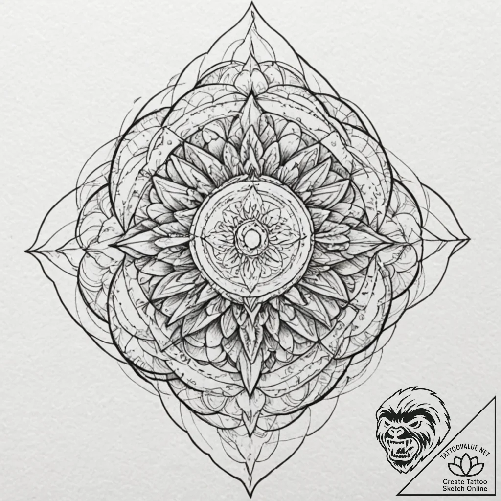 Tattoo sketch, tesseract of thought, a comple... - tattoo sketch (№1752424643_0, 13.07.2025 16:37) — tattoovalue.net