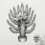 Tattoo sketch, cactus bloom in desert: a resi… – tattoo sketch (№1752424898_0, 13.07.2025 16:41) — tattoovalue.net