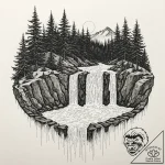 Tattoo sketch, data stream waterfall, a majes… – tattoo sketch (№1752425155_0, 13.07.2025 16:45) — tattoovalue.net