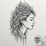 Tattoo sketch, cognitive cascade: a stylized… – tattoo sketch (№1752425579_0, 13.07.2025 16:52) — tattoovalue.net