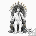 Tattoo sketch, king of bytes, a stylized huma… – tattoo sketch (№1752425664_0, 13.07.2025 16:54) — tattoovalue.net