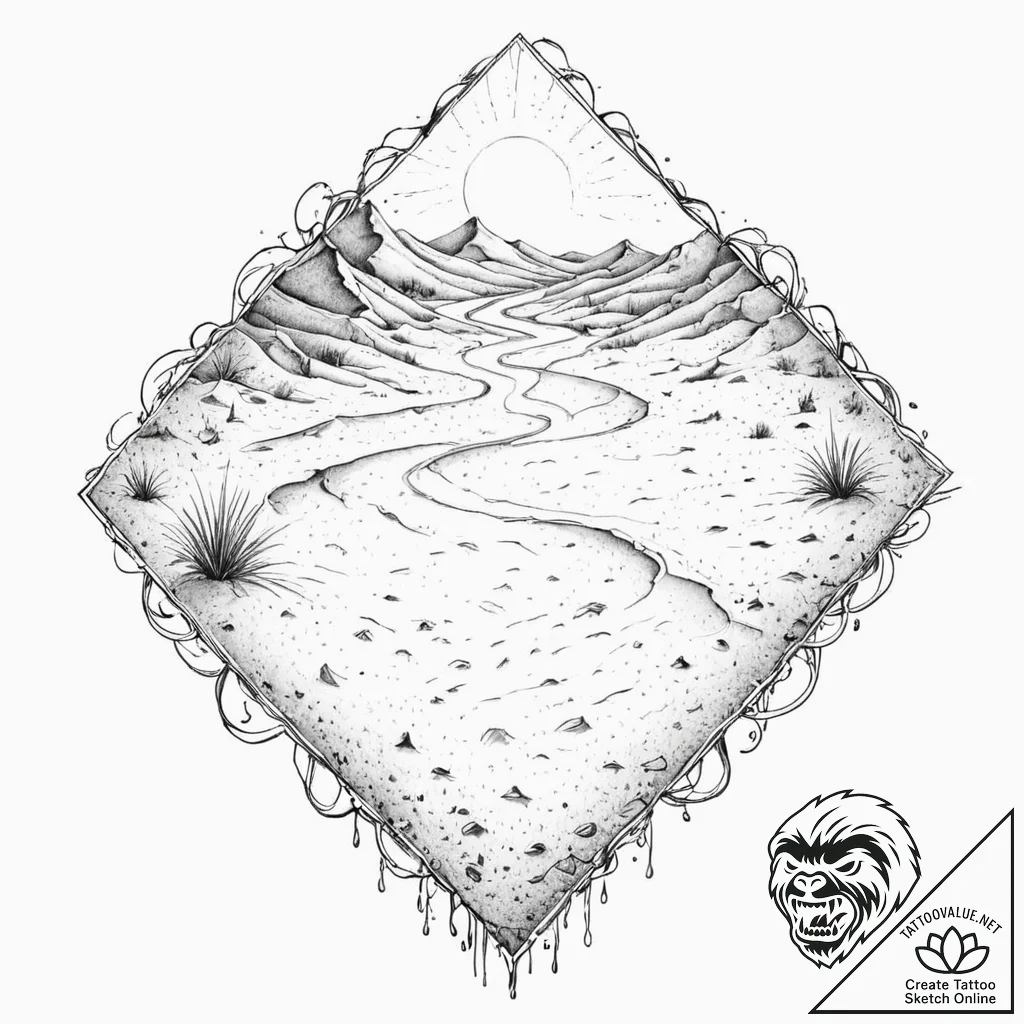 Tattoo sketch, shifting sands of sentience, a... - tattoo sketch (№1752425832_0, 13.07.2025 16:57) — tattoovalue.net
