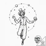 Tattoo sketch, juggler of celestial spheres,… – tattoo sketch (№1752425914_0, 13.07.2025 16:58) — tattoovalue.net