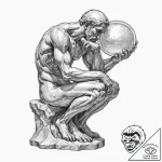 Tattoo sketch, the thinker (rodin), digital c… – tattoo sketch (№1752425998_0, 13.07.2025 16:59) — tattoovalue.net