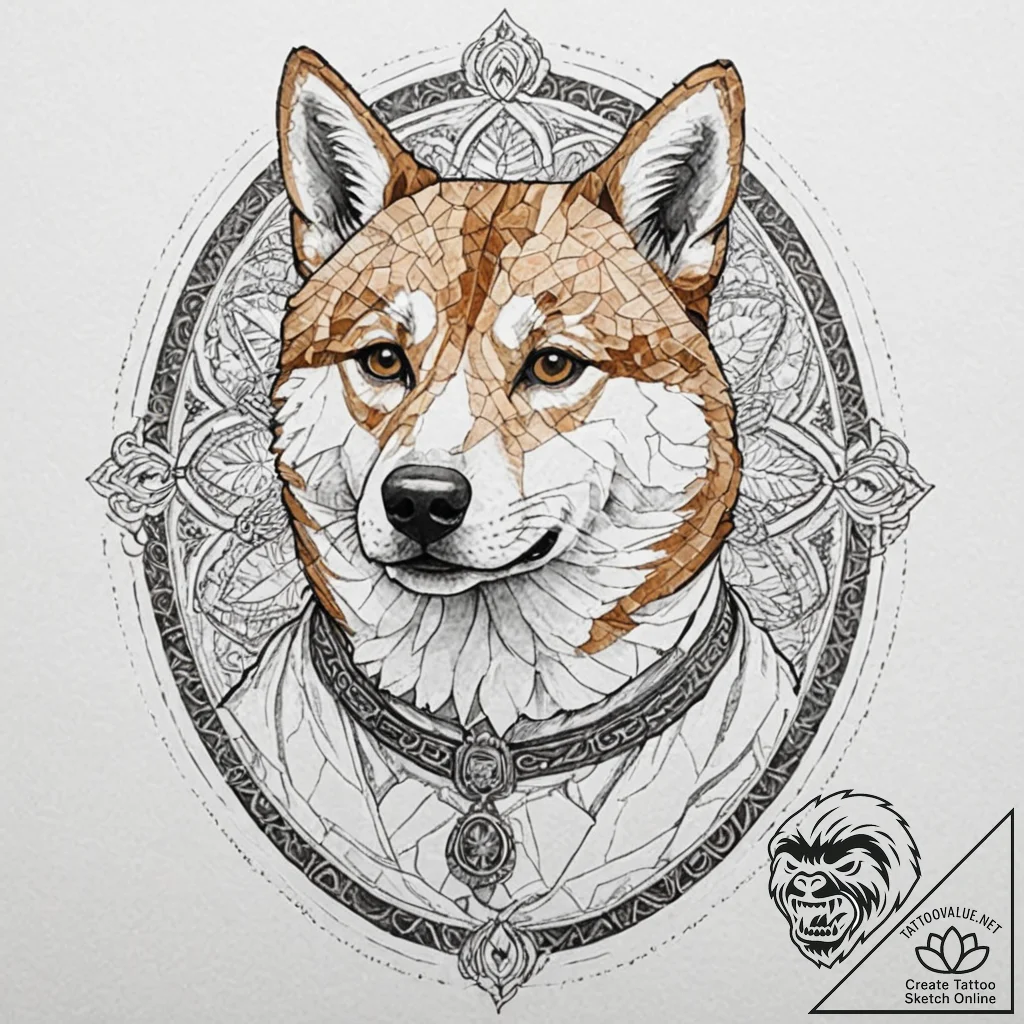 Tattoo sketch, byzantine mosaic style portrai... - tattoo sketch (№1752426604_0, 13.07.2025 17:10) — tattoovalue.net