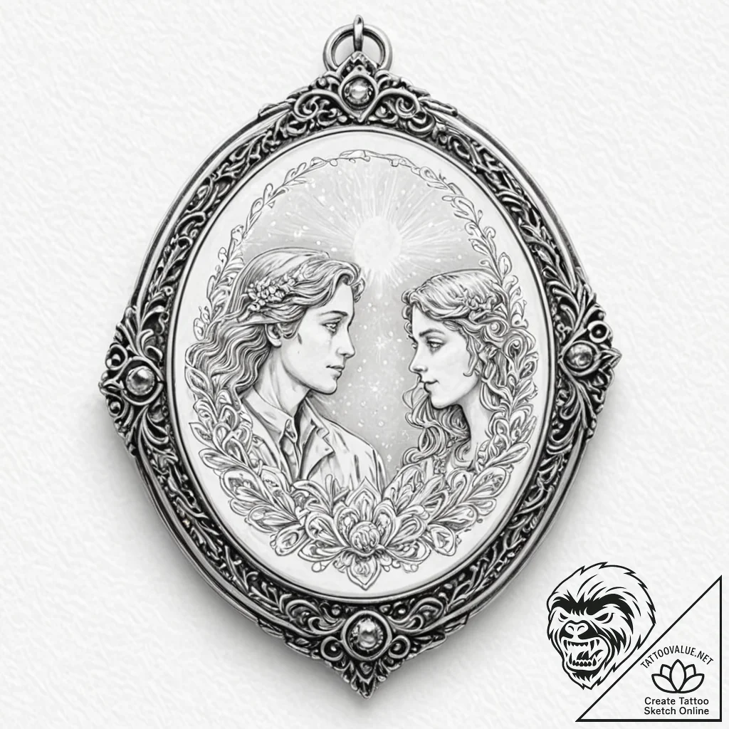 Tattoo sketch, keepsake locket, digital photo... - tattoo sketch (№1752426691_0, 13.07.2025 17:11) — tattoovalue.net